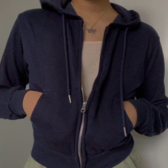 super cute Garage cropped navy zip-up!! - Picture 2 of 4